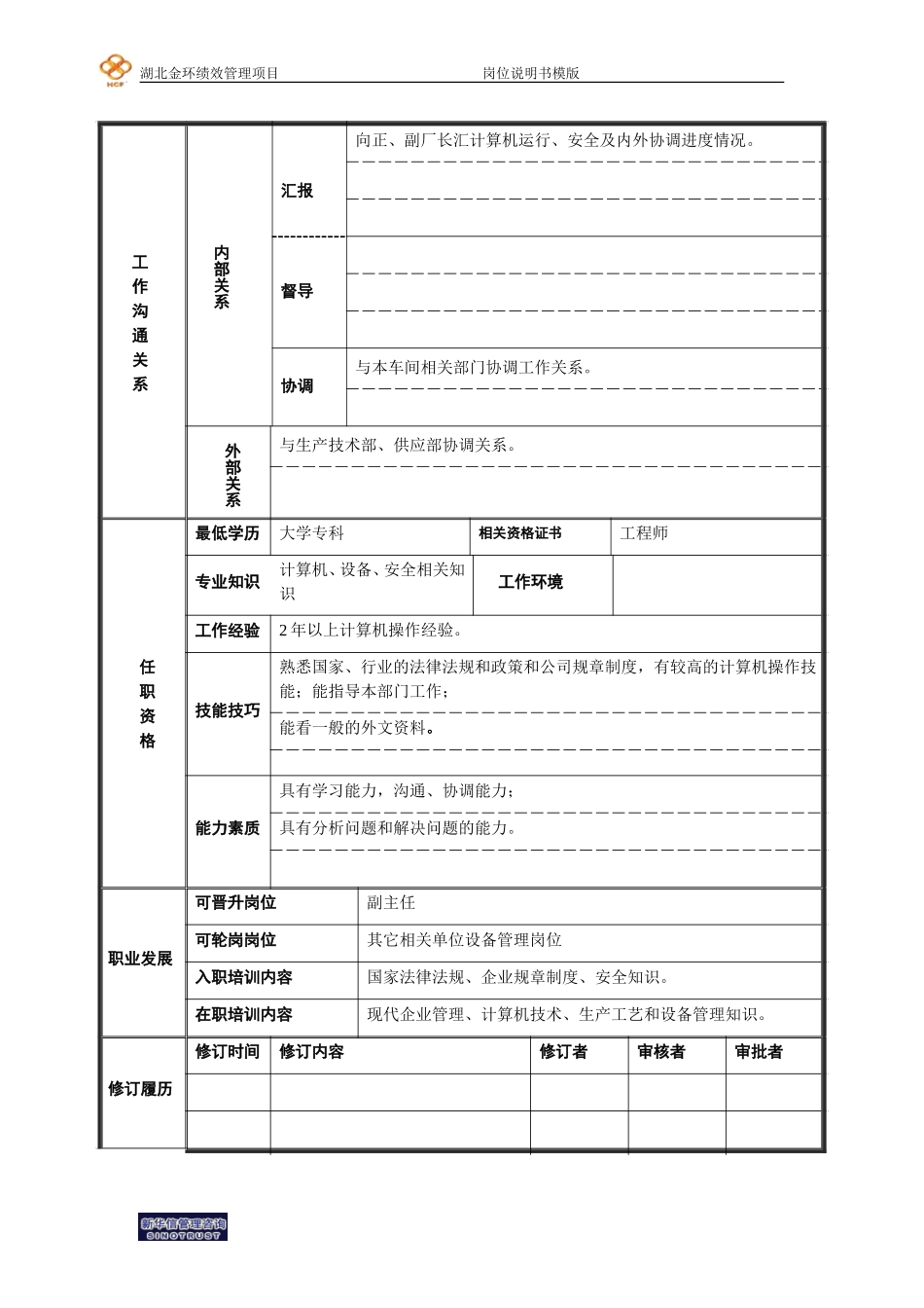 岗位说明书模版(计算机).doc_第2页