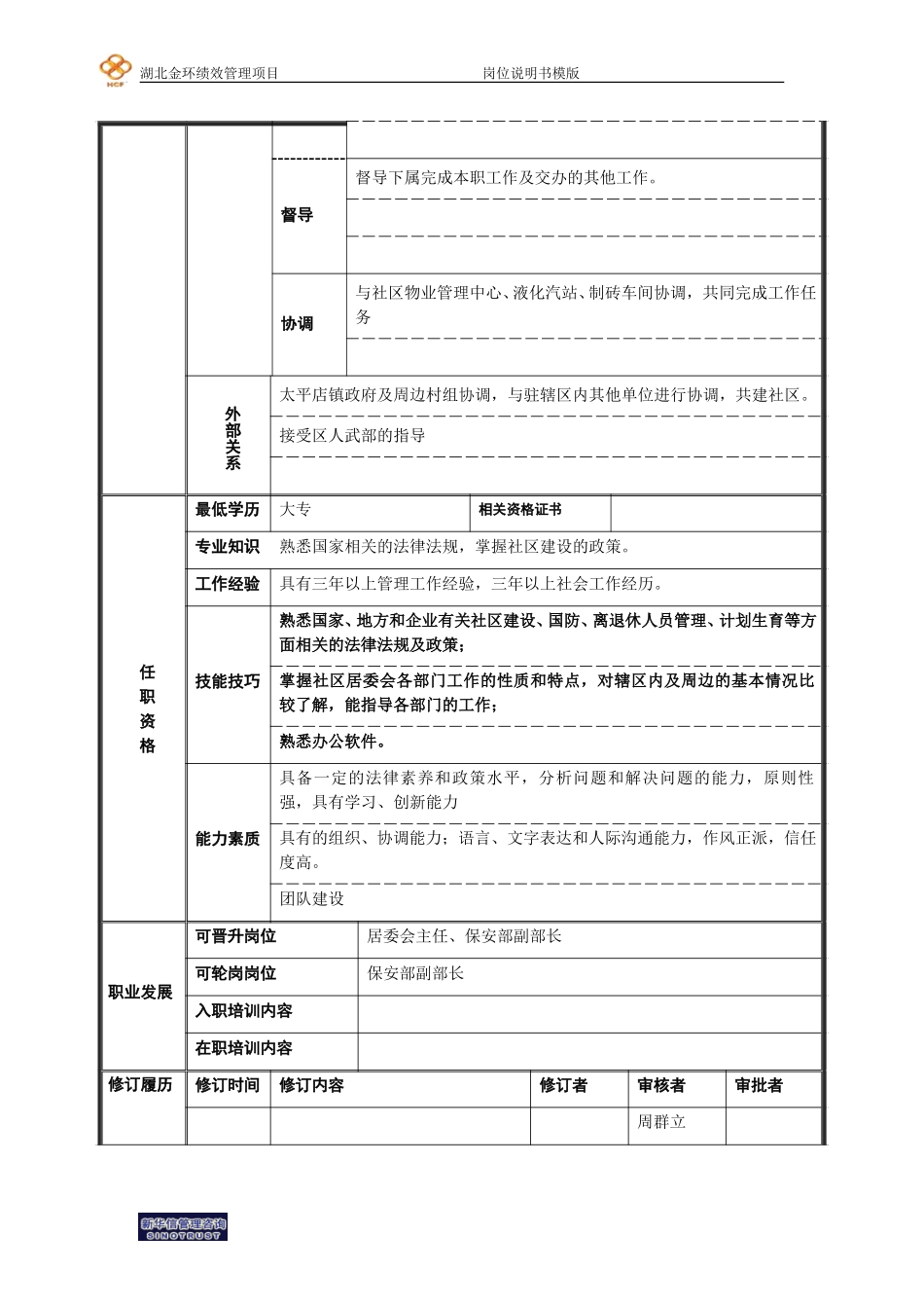 社区居委会副主任岗位说明书.doc_第2页