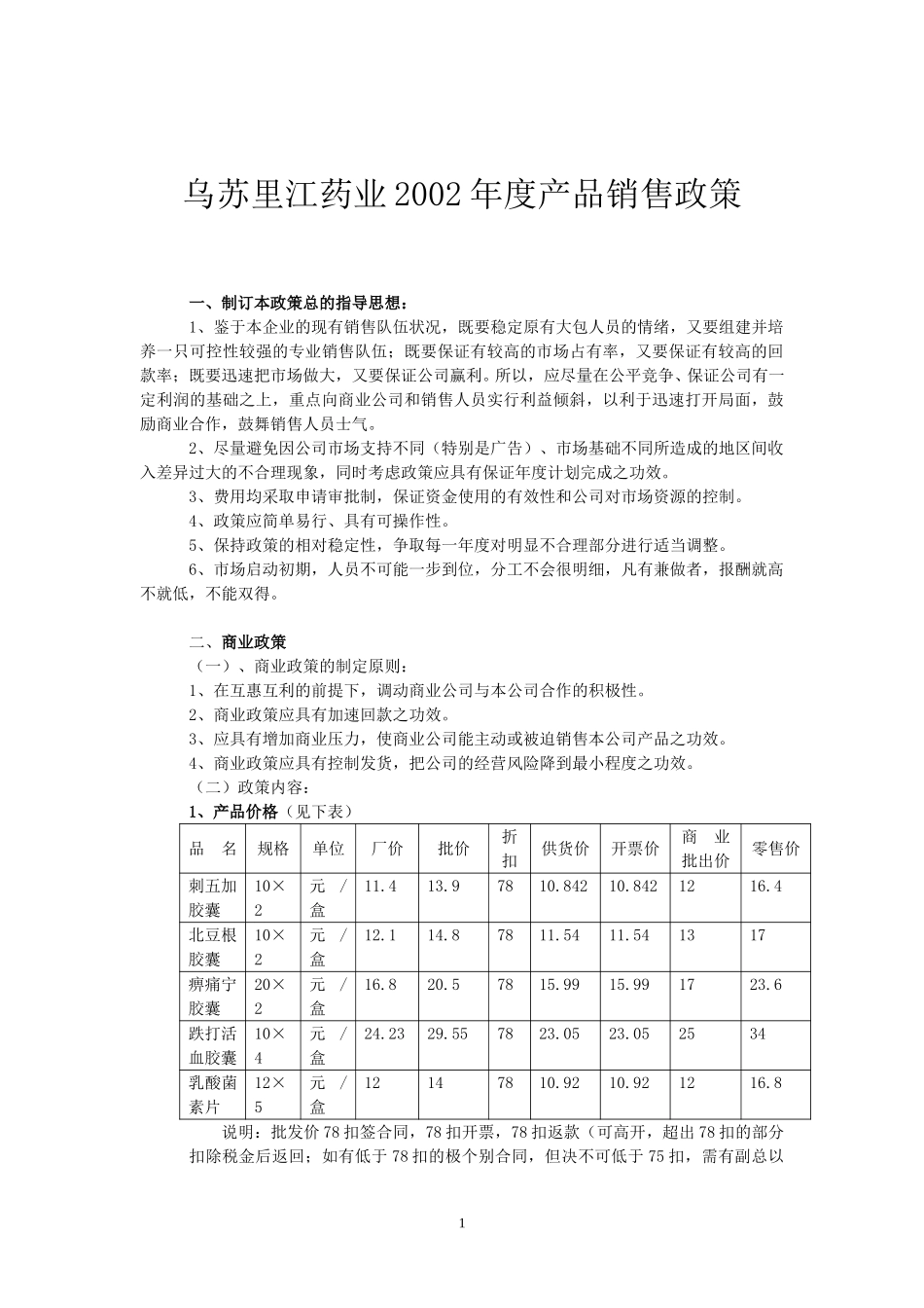 乌苏里江销售政策-w.doc_第1页