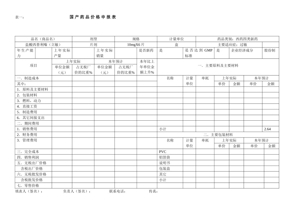 国产药品价格申报表.doc_第1页