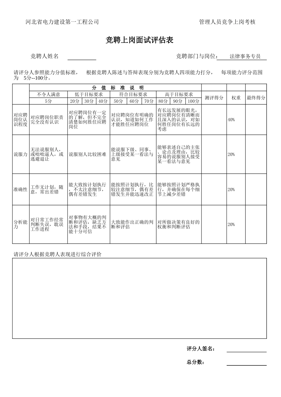 新华信-竞聘岗位- 法律事务专员.XLS_第1页