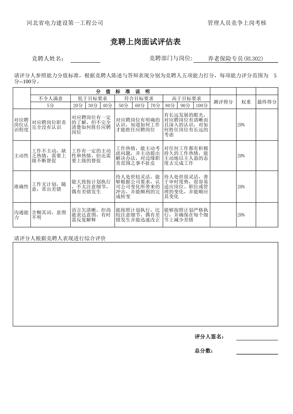 新华信-竞聘岗位-养老保险专员.XLS_第1页