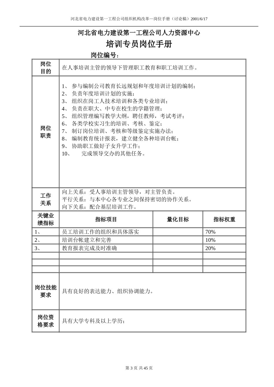 河北电力第一工程公司人力资源中心副经理岗位手册.DOC_第3页