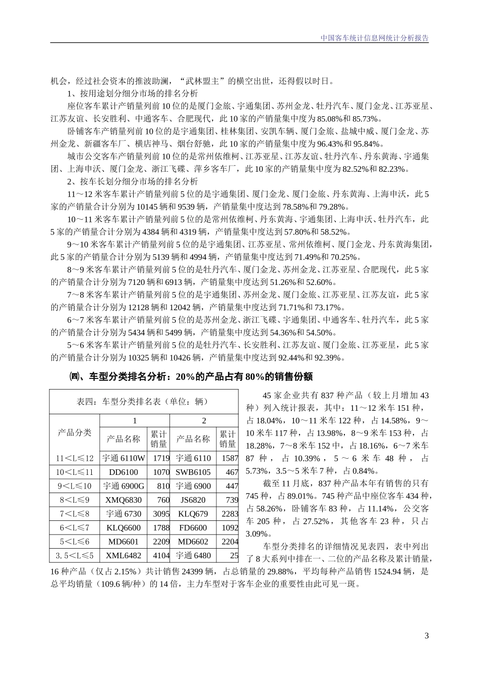 2003年11月份中通集团客车统计信息网统计分析报告.doc_第3页
