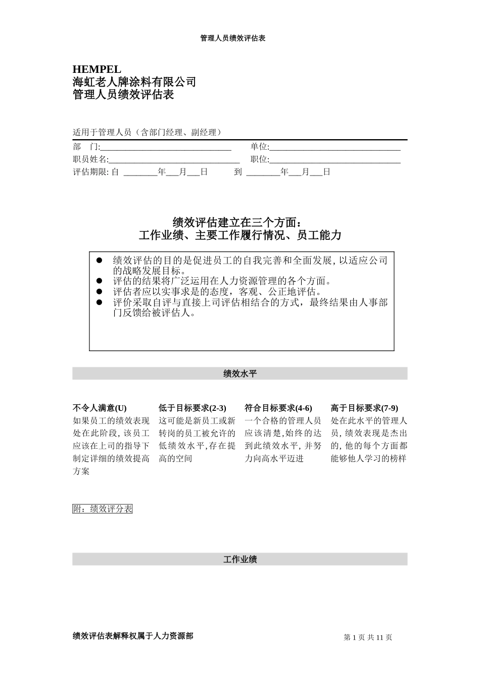 绩效评估表（管理人员）.doc_第1页