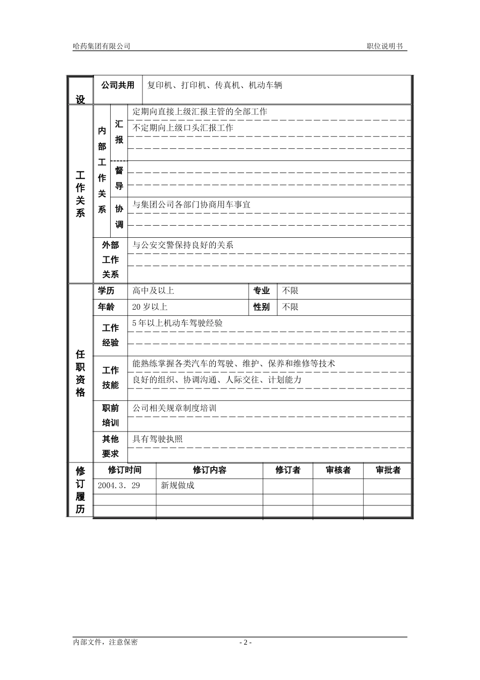 8行政管理部_司机_职位说明书.doc_第2页