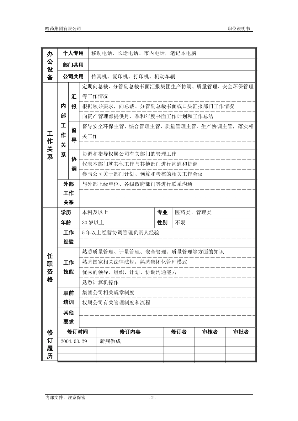 1经营协调部_部长_职位说明书.doc_第2页