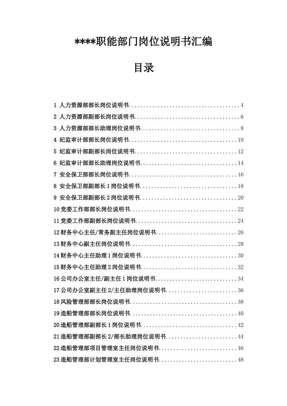 职能部门岗位说明书0718.doc_第1页