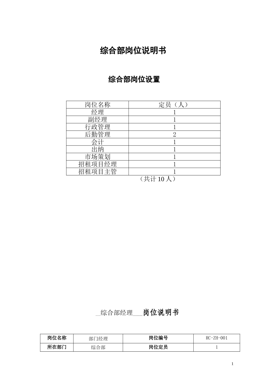 综合部岗位说明书.doc_第1页