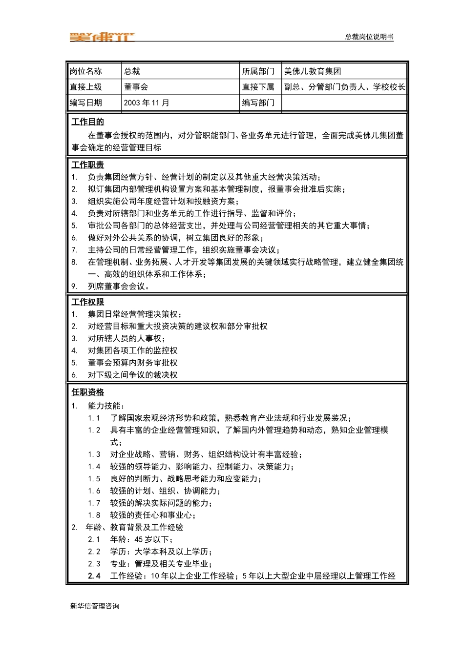 集团总裁岗位说明书.doc_第1页