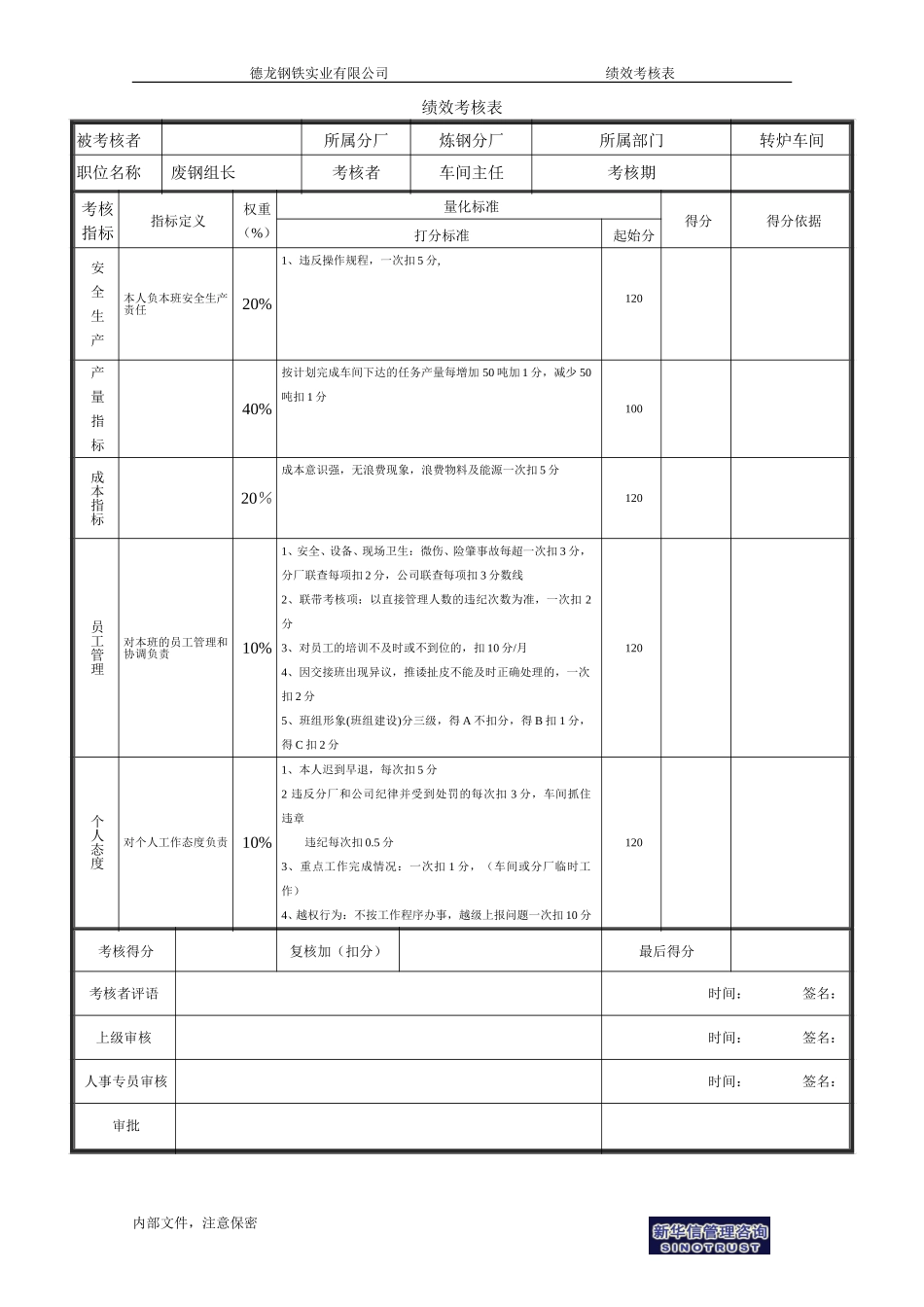 废钢组长考核表－1.doc_第1页