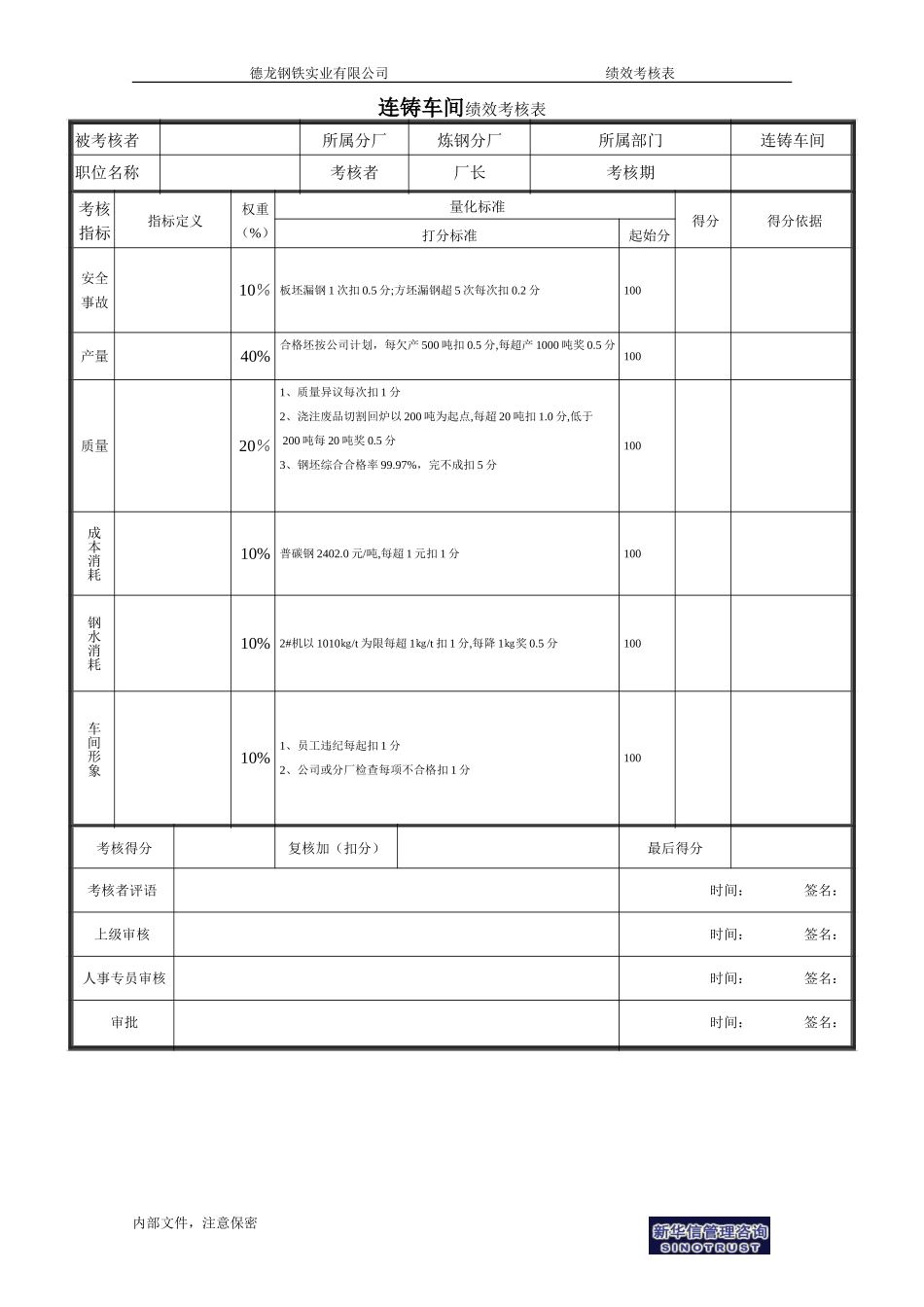 连铸车间绩效考核表－1.doc_第1页