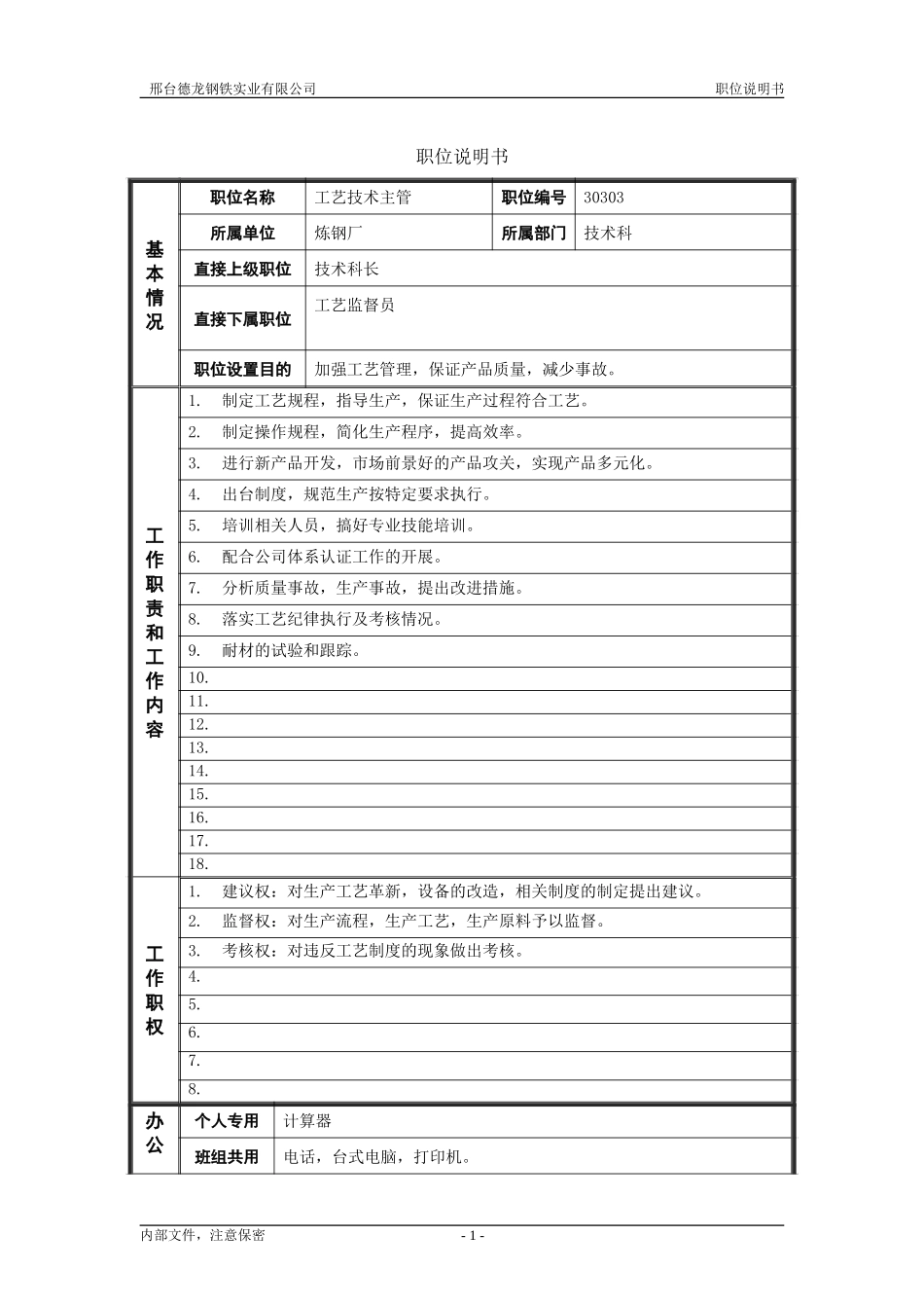 德龙炼钢厂工艺技术主管.doc_第1页