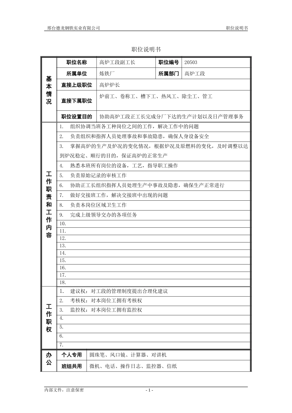 高炉工段副工长.doc_第1页