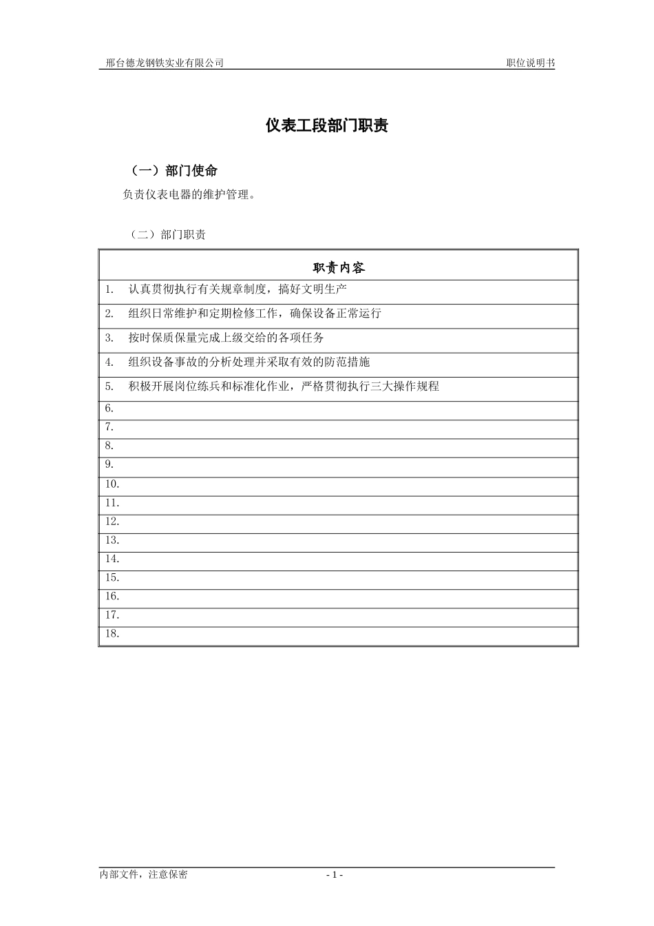 仪表工段职责.doc_第1页