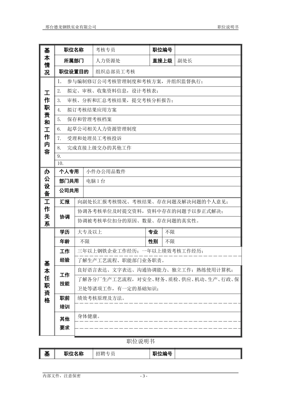 人力资源处－非管理者职位说明书.doc_第3页