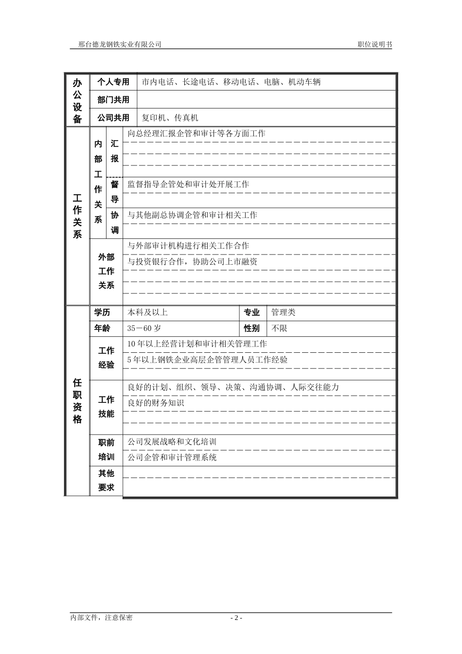 董事长助理－职位说明书.doc_第2页