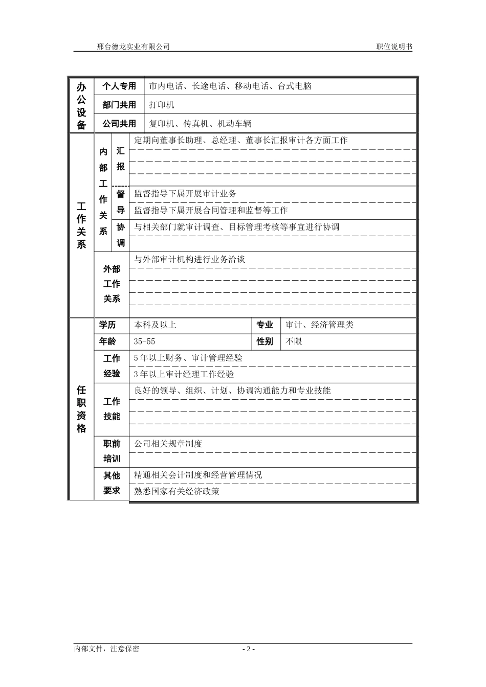 审计处处长－职位说明书.doc_第2页