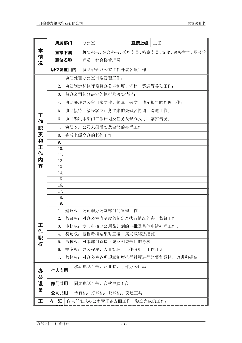 职位说明书（办公室管理者）.doc_第3页