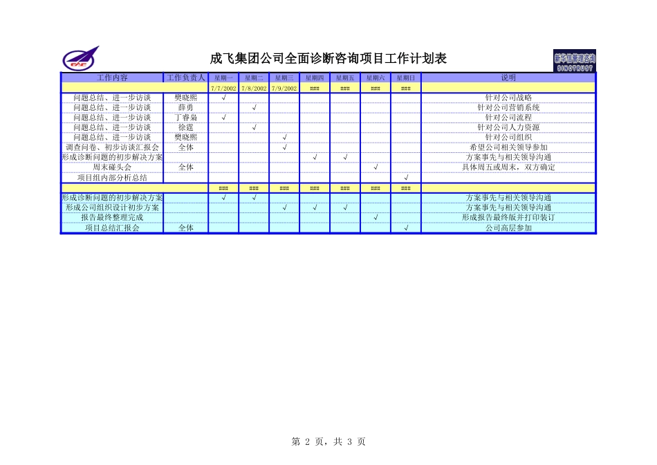 成飞集团公司全面诊断咨询项目工作计划表0613－新华信.xls_第2页