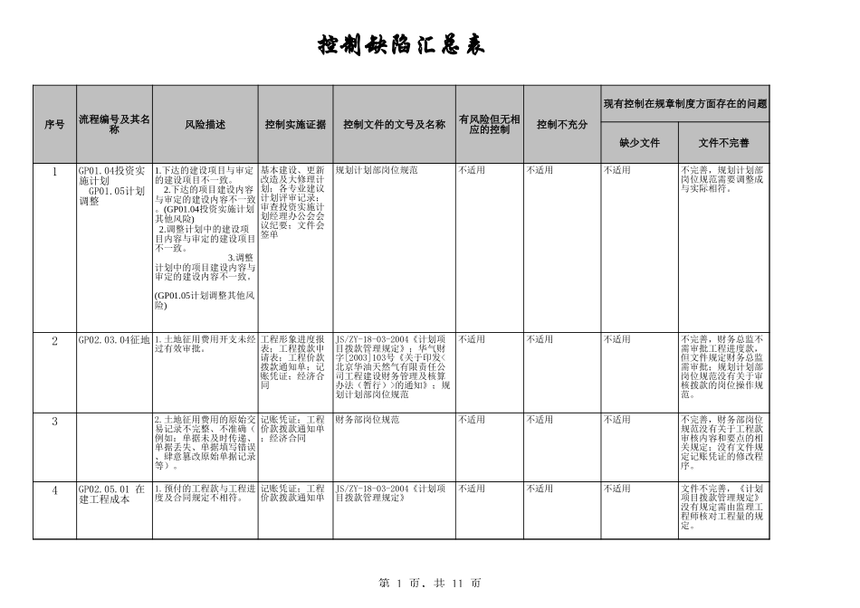 控制缺陷汇总及股份公司解决的问题.xls_第1页