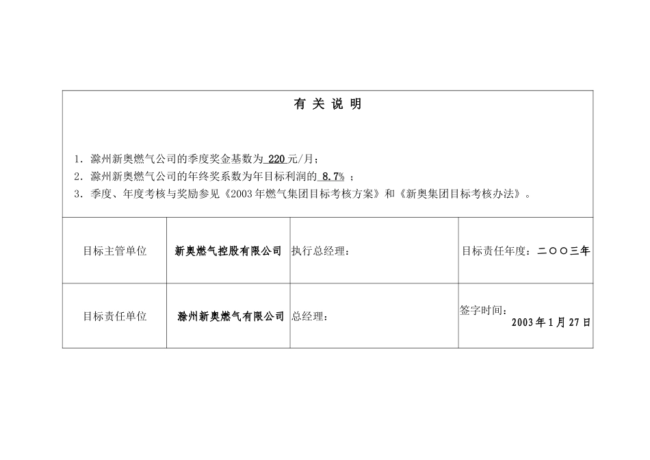 2003年度新奥燃气目标责任书(滁州).doc_第3页