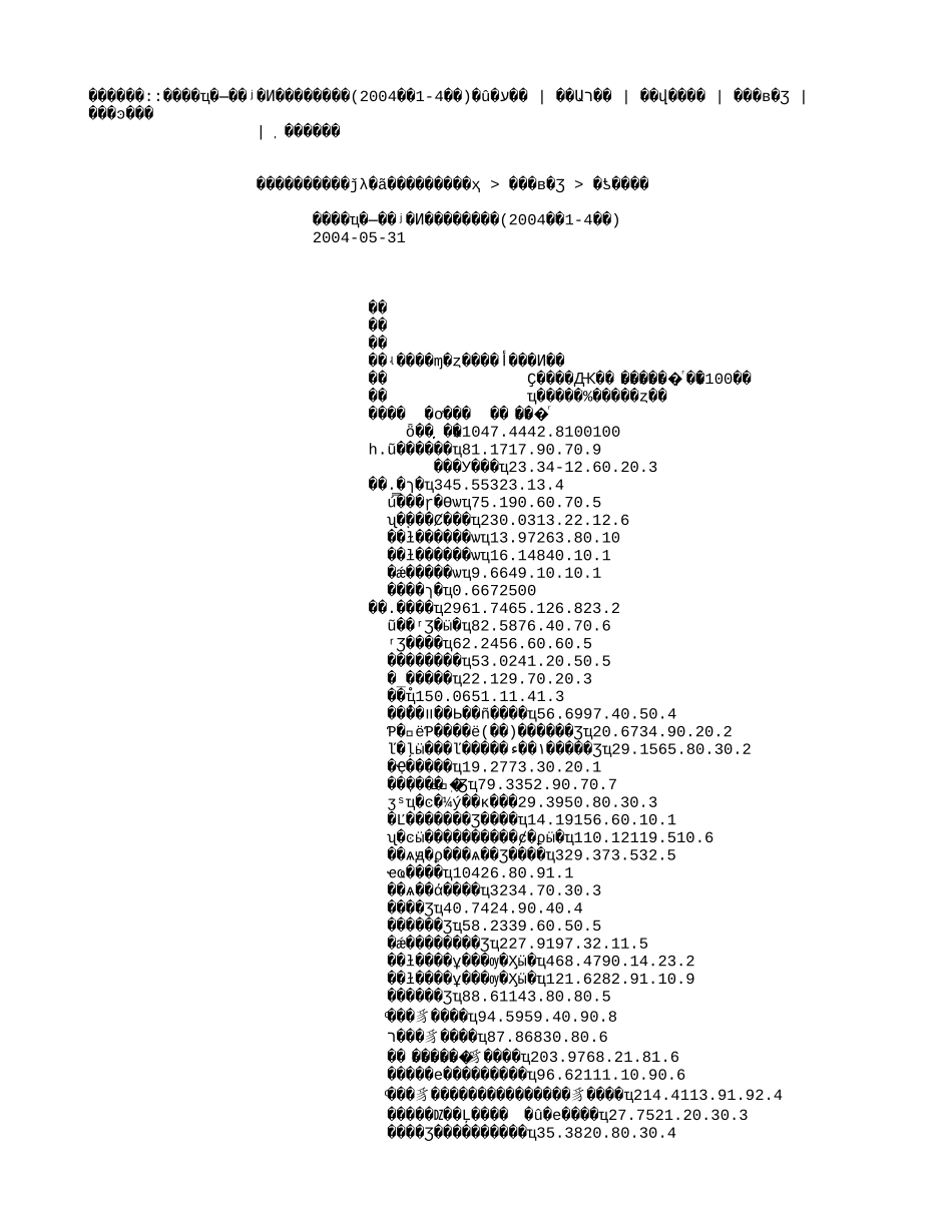 国研网各行业固定资产投资完成情况(2004年1-4月).txt_第1页