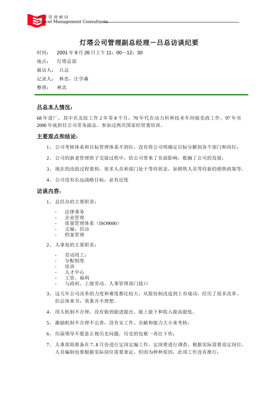 0926_灯塔公司管理副总_吕总访谈_lzh,zhxs.doc_第1页