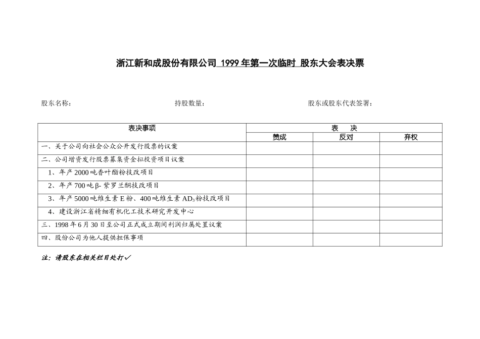 历次股东大会表决票.doc_第1页