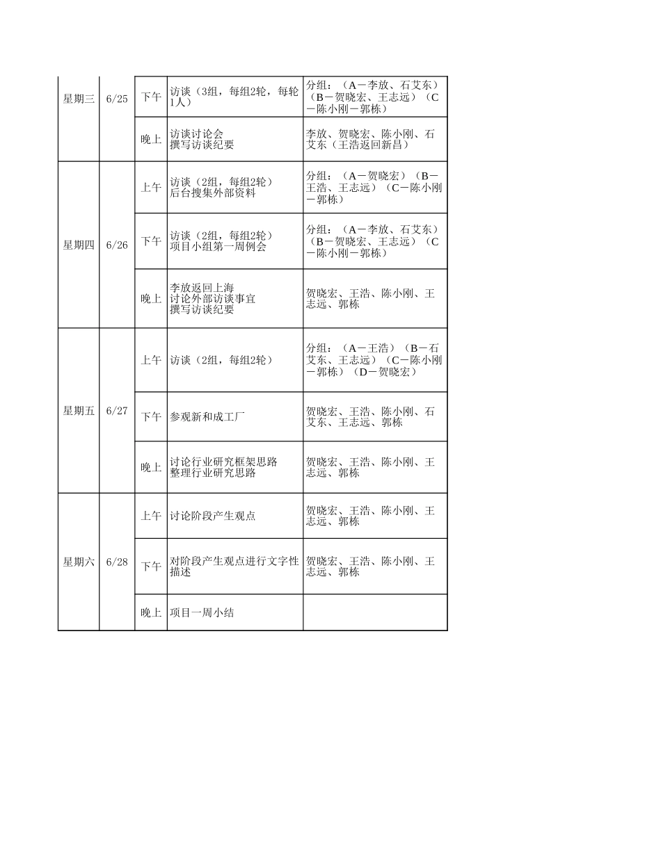 新和成项目组工作总结(第一周）.xls_第2页