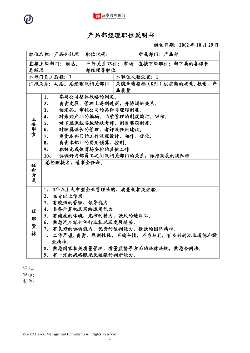 产品部经理职位说明书.doc_第1页