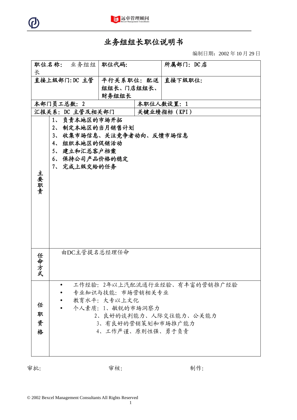 业务组组长职位说明书.doc_第1页