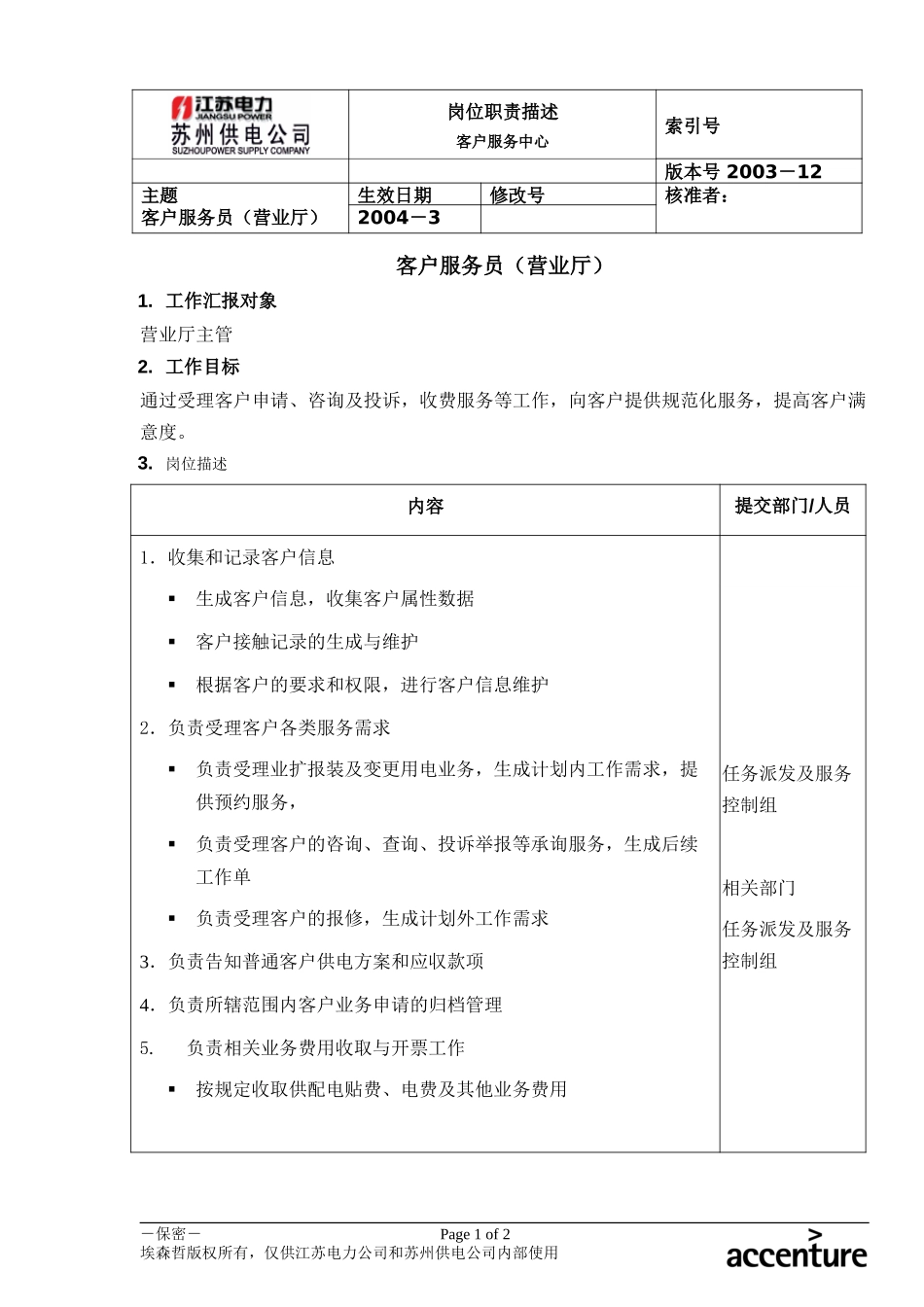 DE_岗位职责_客户服务员(营业厅).doc_第1页