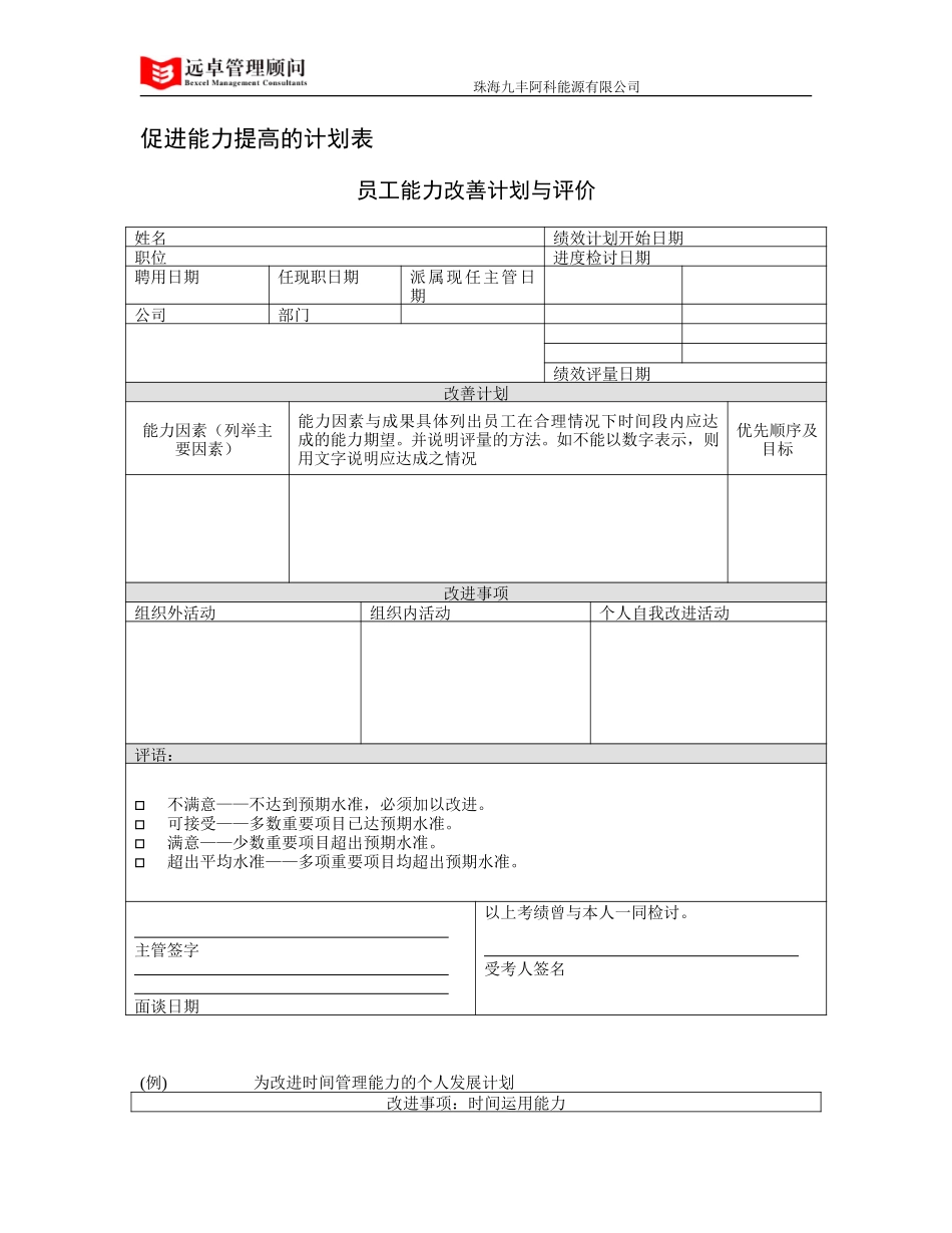 促进能力提高的计划表.doc_第1页