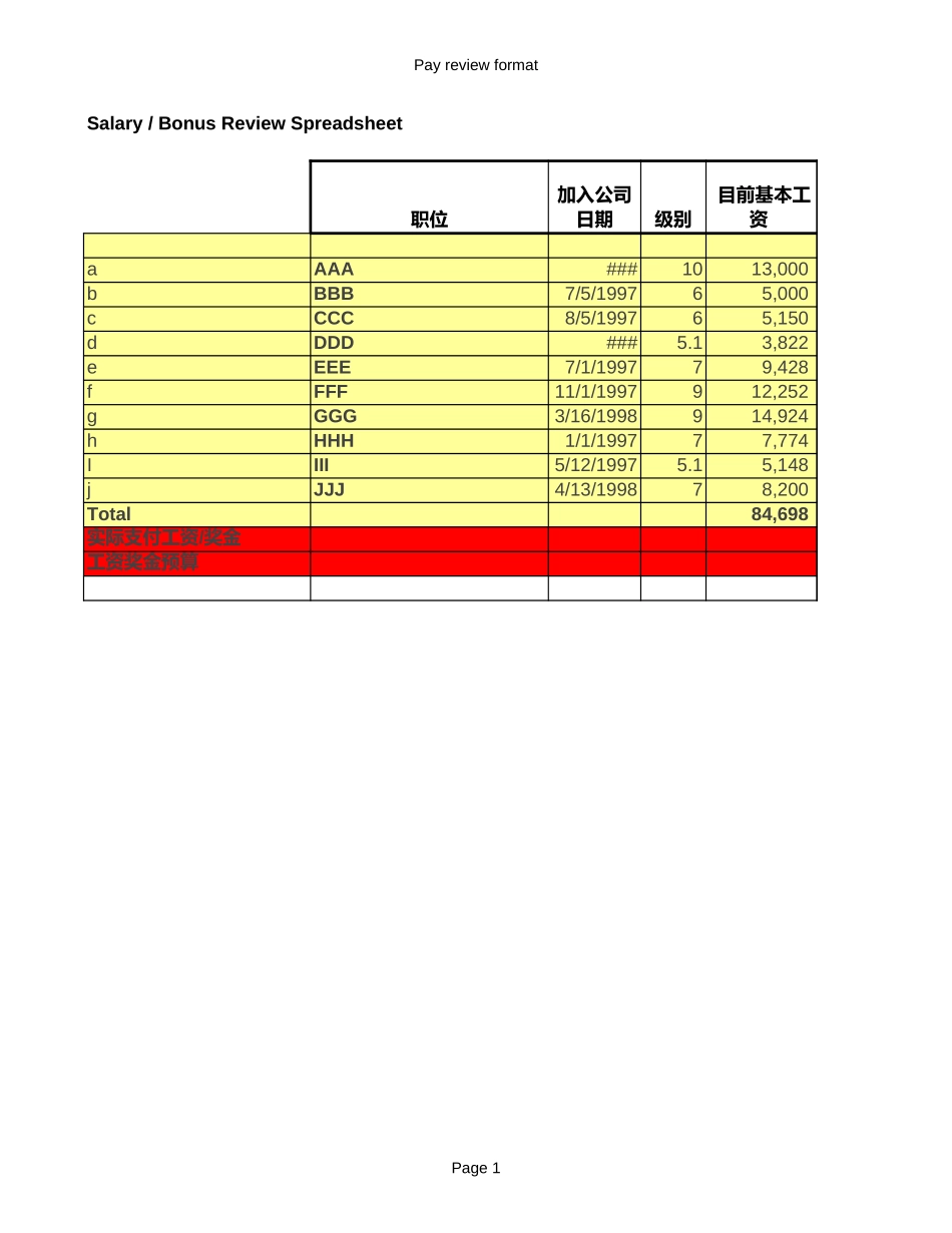 pay review -bonus.xls_第1页