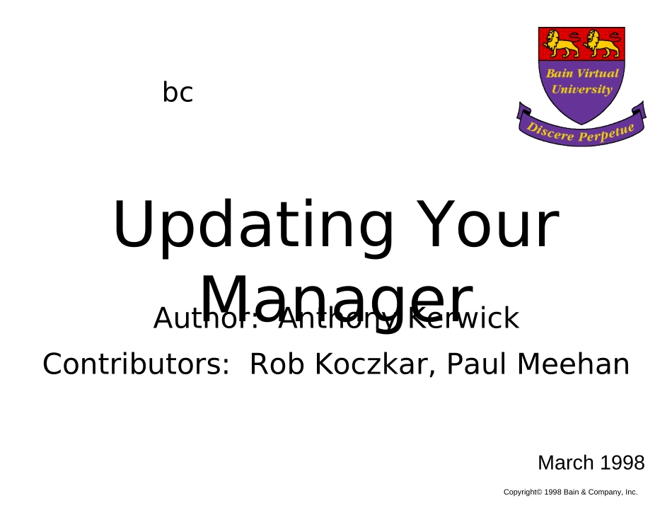 职业生涯-Updating Your Manager.ppt_第1页