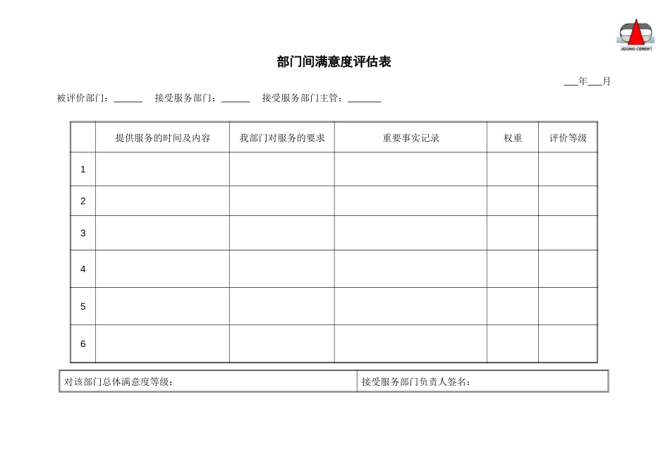 部门间满意度评估表.doc_第1页
