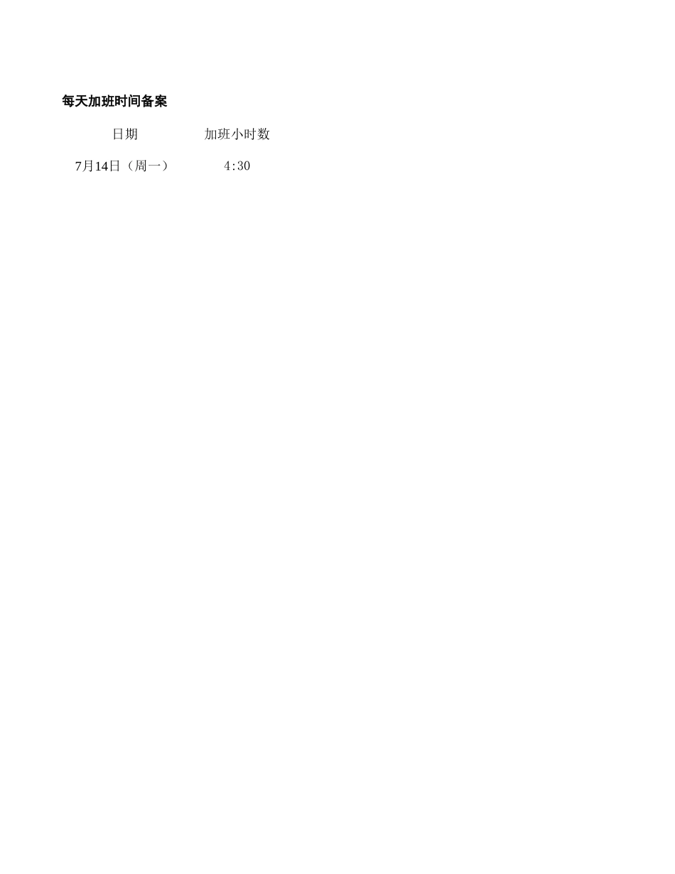 冀东水泥项目加班时间备案.xls_第1页