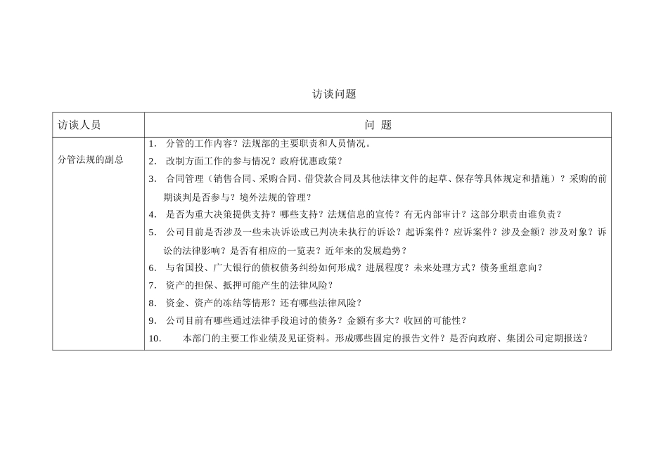 访谈问题-主管法规的副厂长.doc_第1页