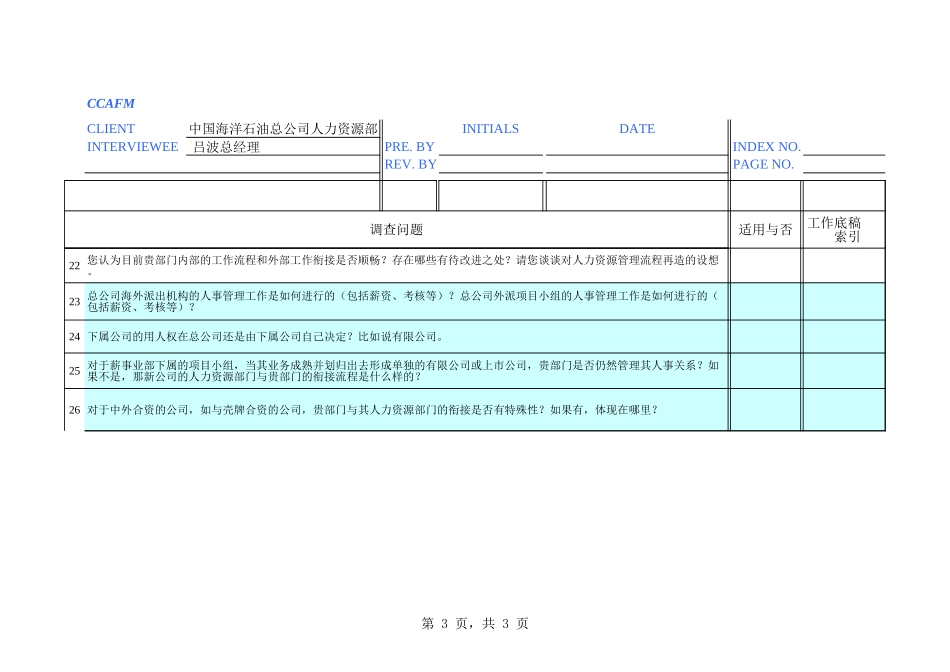 中海油访谈问卷－人力资源部总经理.xls_第3页