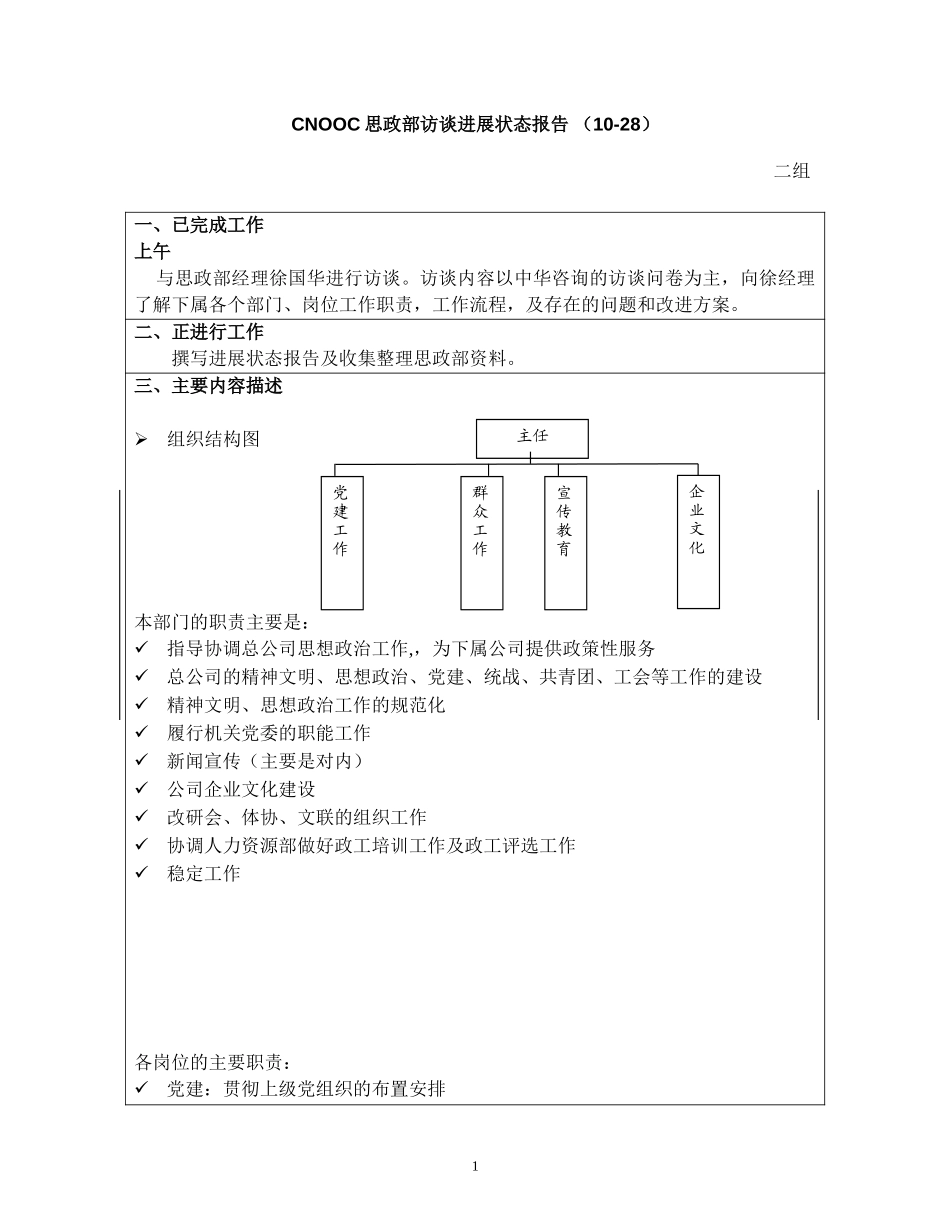 访谈报告－总公司思想政治部.doc_第1页