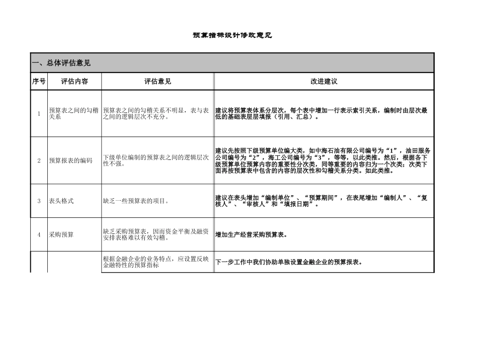 预算报表建议(总体意见）.xls_第1页