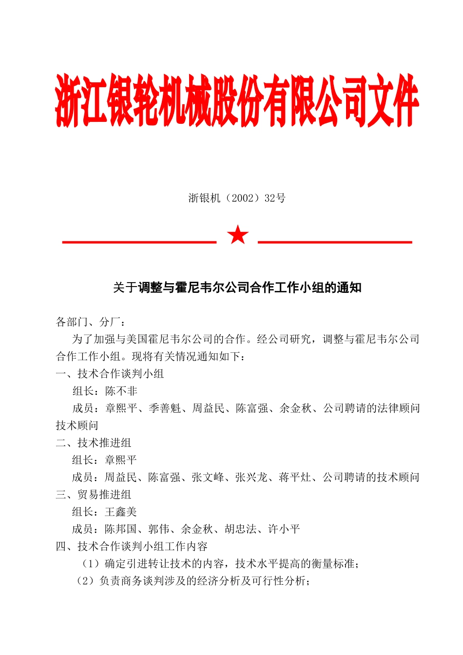 32关于调整与霍尼韦尔公司合作工作小组的通知.doc_第3页
