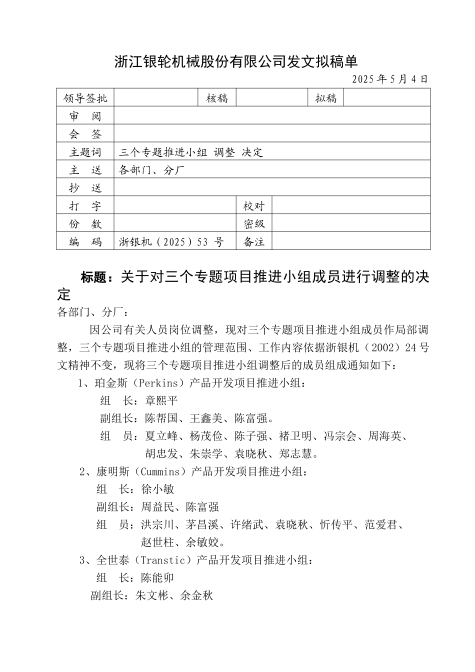 53号关于对三个专题项目推进小组成员进调整的决定.doc_第1页