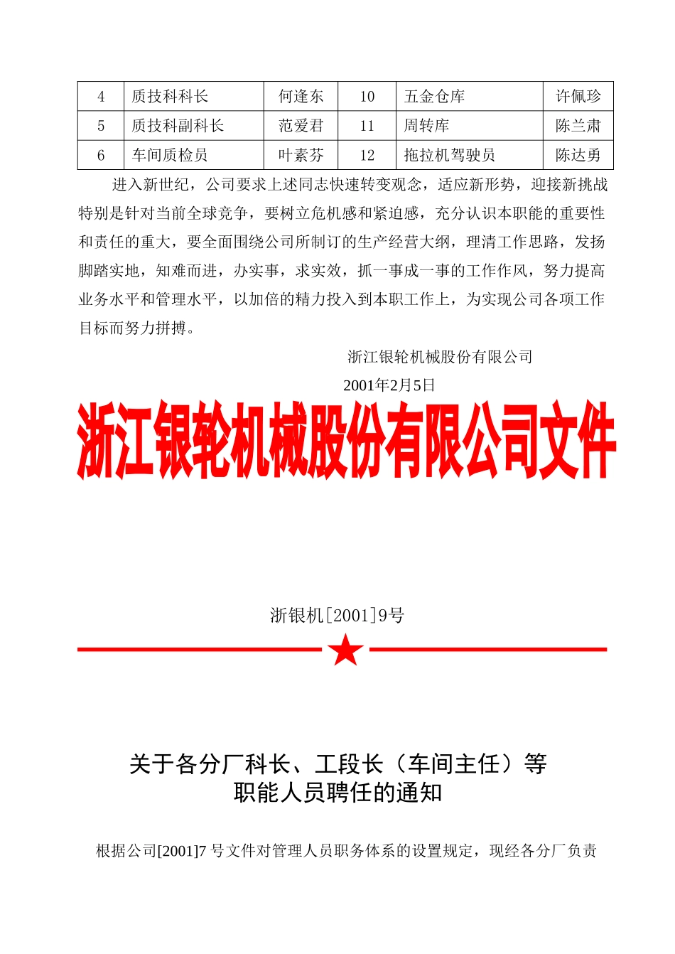 09关于各分厂科长、工段长、职能人员聘任的通知.doc_第3页