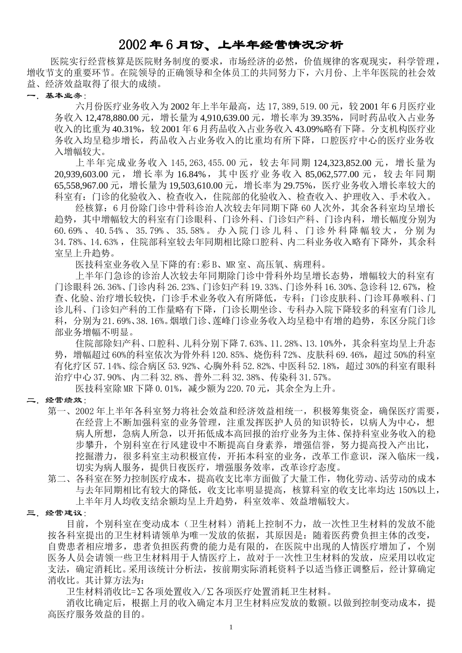 2002年6月份、上半年经营情况分析.doc_第1页