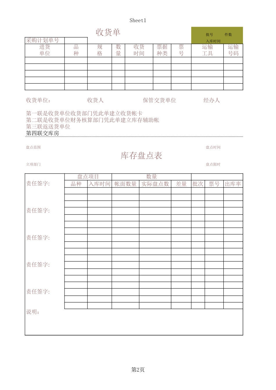 入库单-物品损益单.XLS_第2页