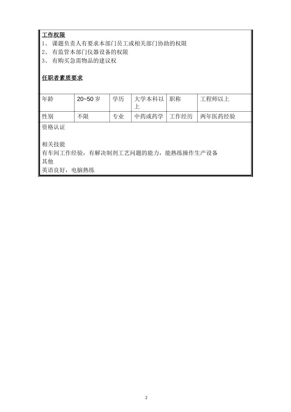 岗位说明书－产品开发中心高级工程师.doc_第2页