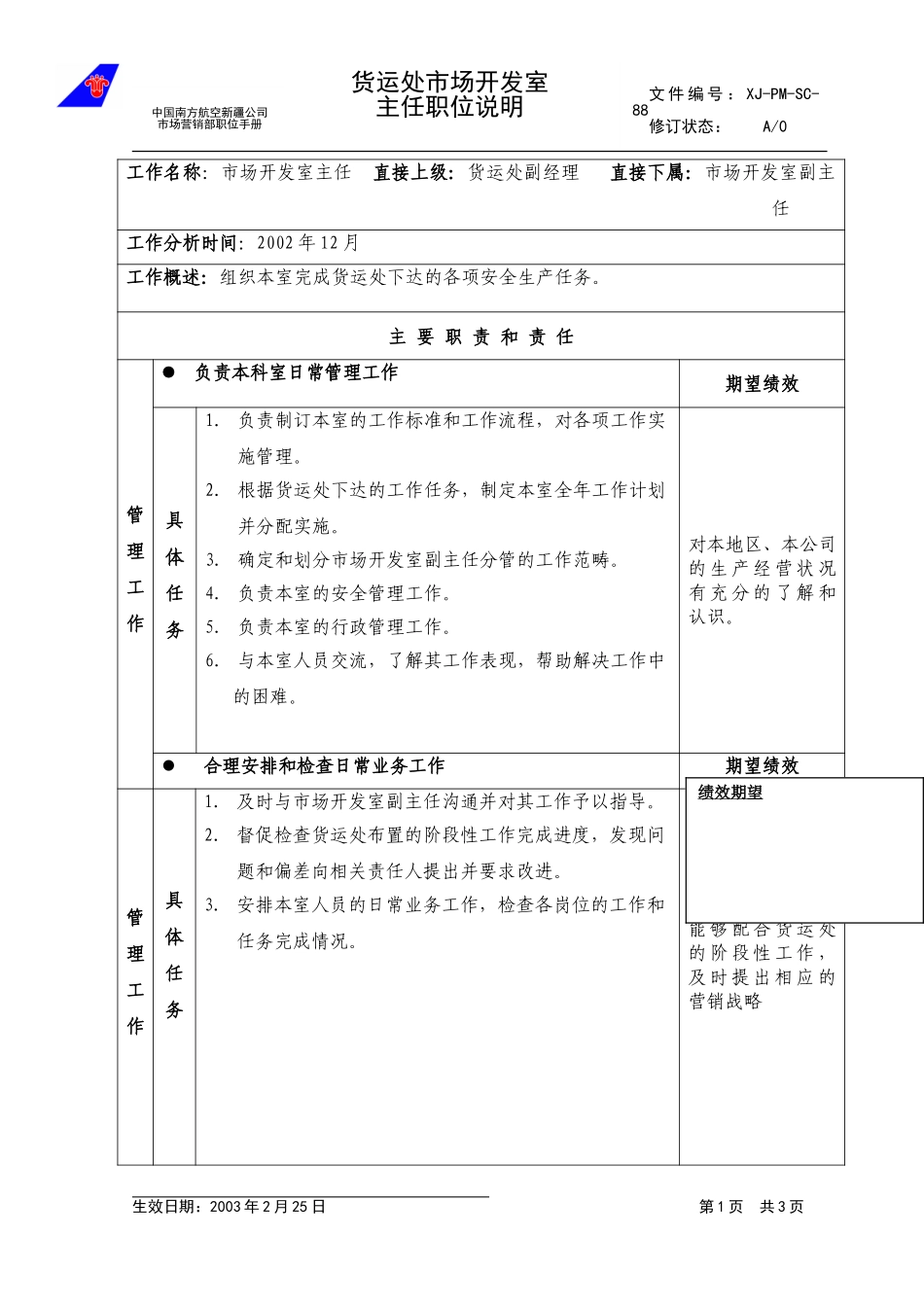 88市场开发室主任职位说明.doc_第1页