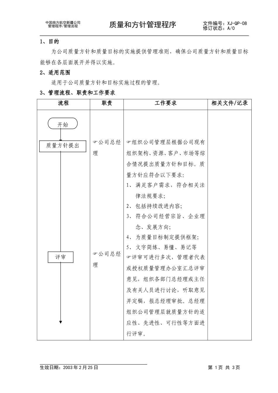 10新疆航质量方针和目标管理流程.doc_第1页